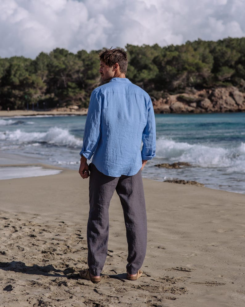 Men's Pacific Blue Linen Shirt