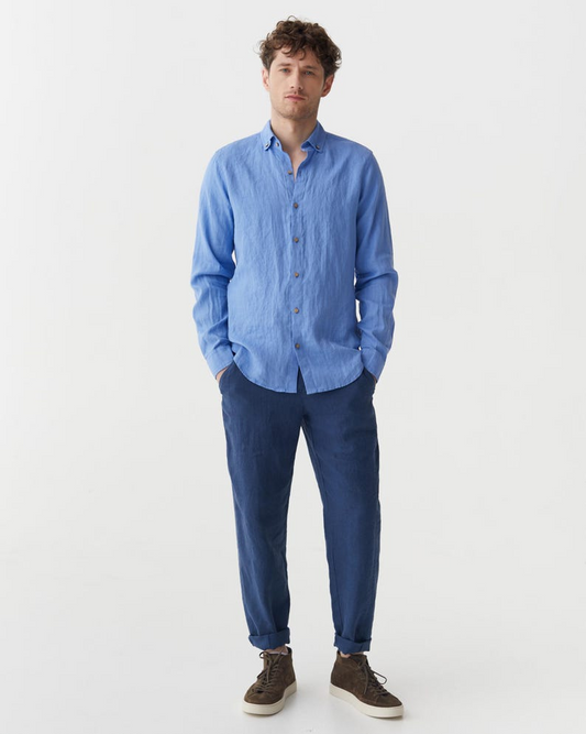 Men's Pacific Blue Linen Shirt