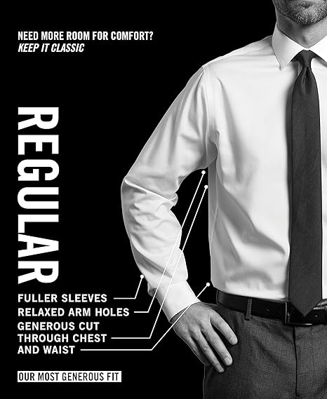 Richwerie Men's Dress Shirt Regular Fit Poplin Solid