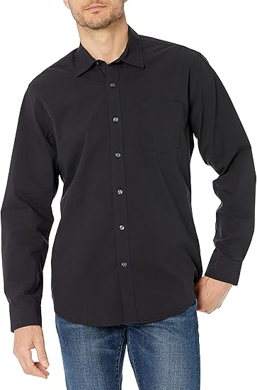 Richwerie Men's Regular-Fit Long-Sleeve Casual Poplin Shirt